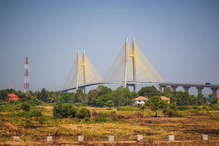Neak Loeung bridge, Cambodia.